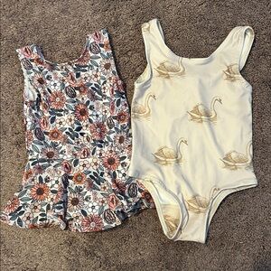 Kate Quinn swans & Little foxies handmade floral one piece swimsuit bundle